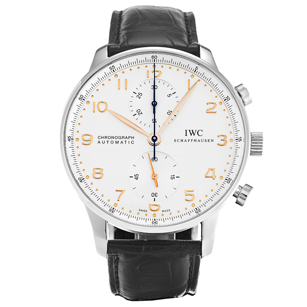 IWC Portuguese Chrono IW371445 Replica Watch, Automatic Movement, 41mm Steel Case, Silver Arabic