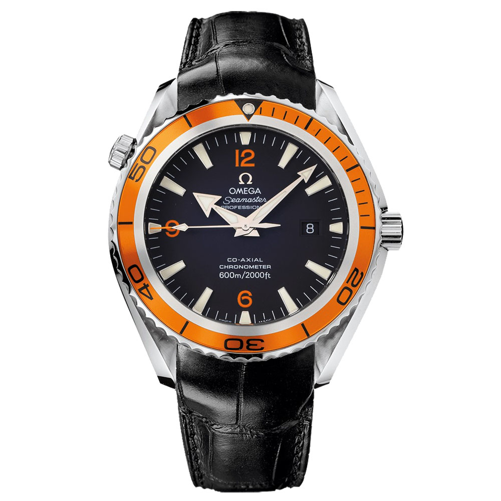 Omega Seamaster Planet Ocean 2208.50.00 Automatic Watch, 45.5 MM 316 Steel Case, Black Dial, Rubber