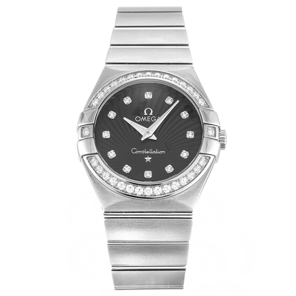 -OMEGA-123.15.27.60.51.001 - Constellation Ladies Quartz Watch - 27MM Black Diamond Dial