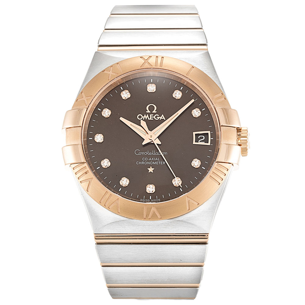 Omega Constellation Chrono 123.20.35.20.63.001 Auto, 35mm Steel, Brown Diamond Dial Watch