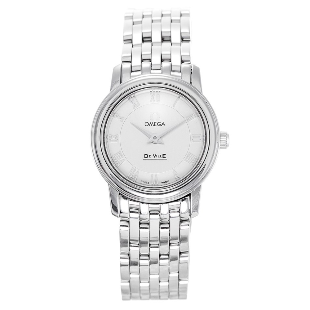 Omega De Ville Prestige 4570.33.00 Ladies Quartz Watch, 22mm Steel Case, Silver Roman Numeral Dial