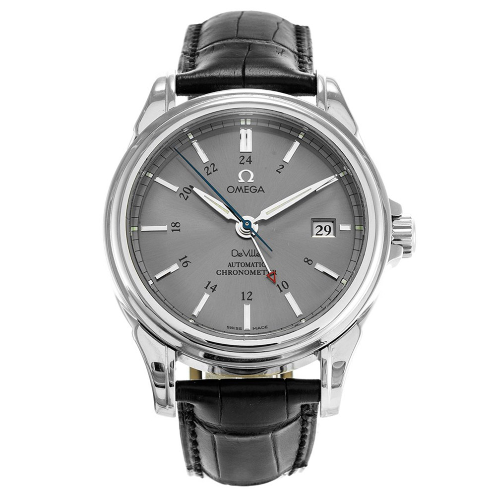 Omega De Ville Co-Axial 4833.40.31 Automatic Men's Watch, 38.7mm 316 Steel Case, Grey Dial, Black