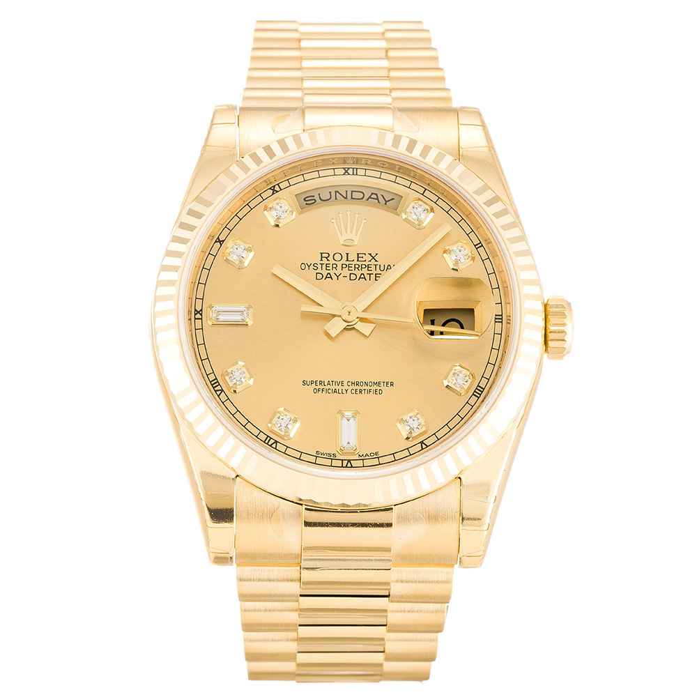 Rolex Day-Date 118238 Automatic Gold & Diamond Dial Mens Watch - Replica Watch