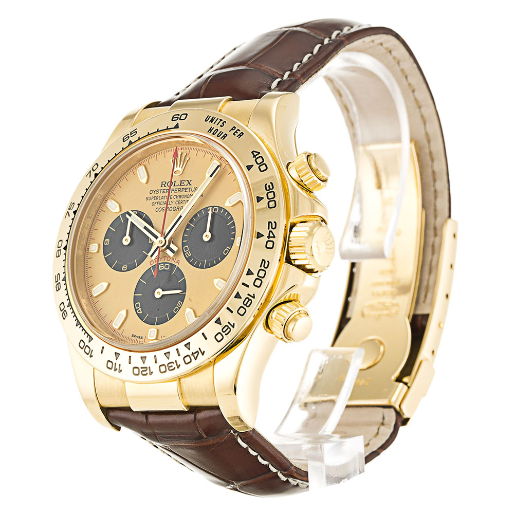 Rolex Daytona 116518 Automatic - 40mm SS - Brown Leather - Black Dial Replica Watch