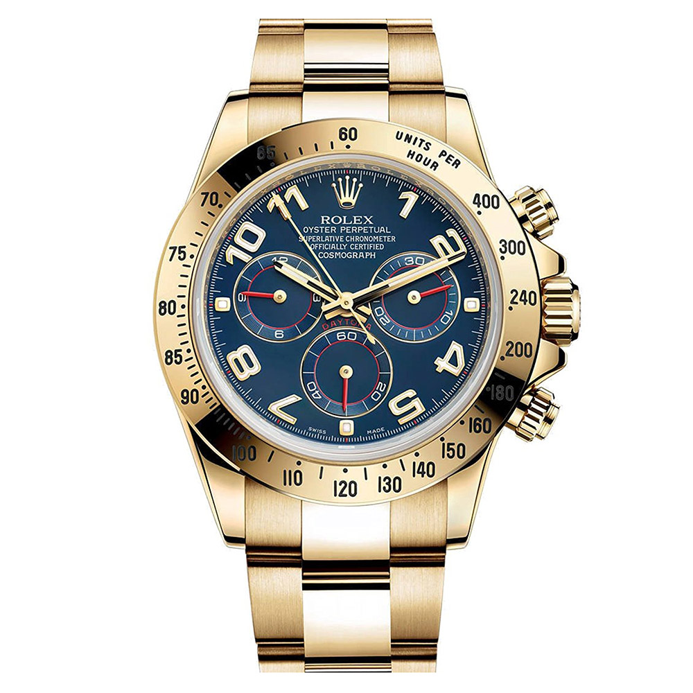 Rolex Daytona 116528 Automatic Mens Watch Replica, Blue Arabic Dial, 40MM Steel Case