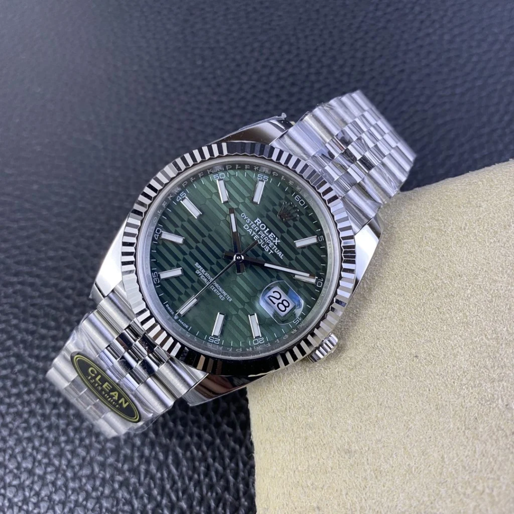 Rolex DateJust 41mm 126334-0030 Clean Factory 1:1 Green Fluted Dial on SS Jubilee Bracelet Super Clone