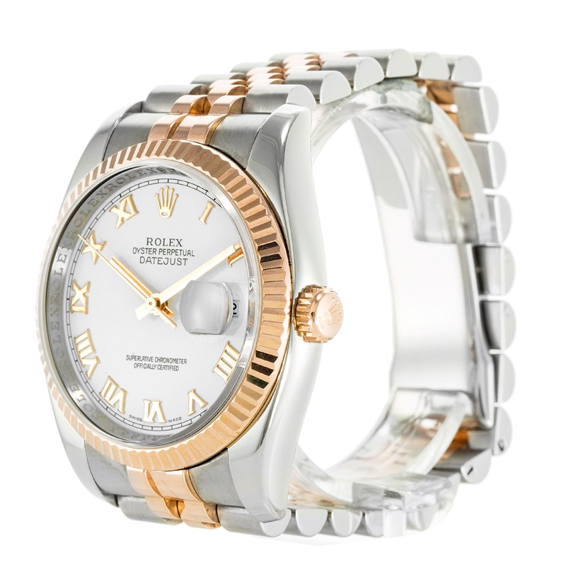Rolex Datejust Jubilee 116231 Automatic Mens Gold Plated Steel Case White Dial Replica Watch