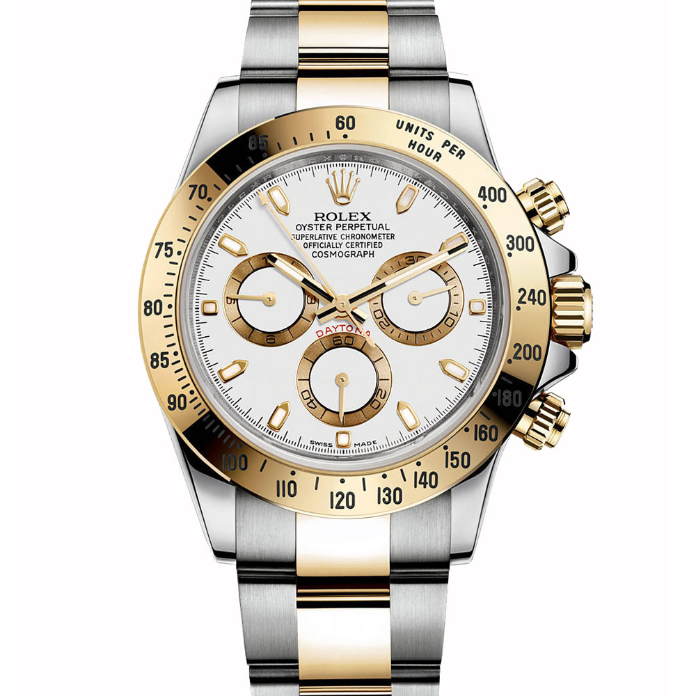 Rolex Daytona 116523 Replica Watch, Automatic, 40mm Stainless Steel Case, White Dial