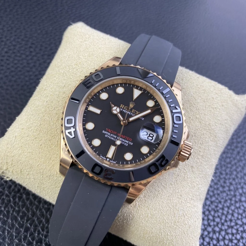 Rolex Yacht-Master 126655-0002 40mm Clean Factory 1:1 904L Rose Gold Case Black Dial 3D Black Ceramic Bezel Super Clone