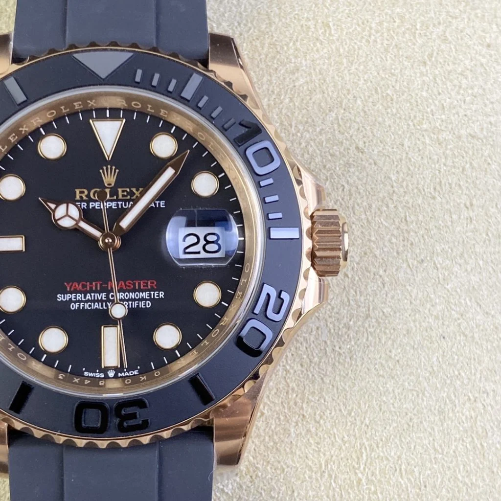 Rolex Yacht-Master 126655-0002 40mm Clean Factory 1:1 904L Rose Gold Case Black Dial 3D Black Ceramic Bezel Super Clone