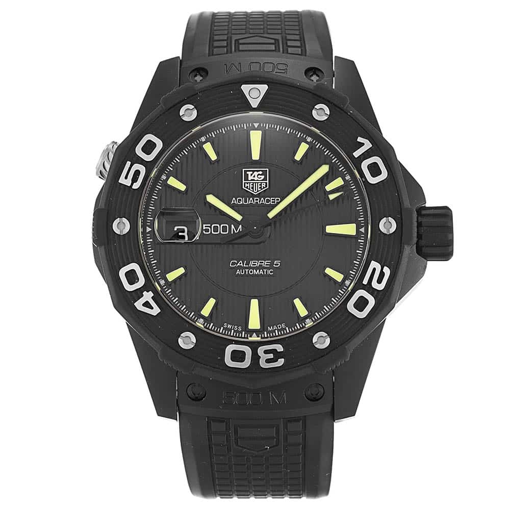 Tag Heuer Aquaracer WAJ2180.FT6015 Replica Watch, Automatic, 43mm Steel Case, Black Dial, Rubber