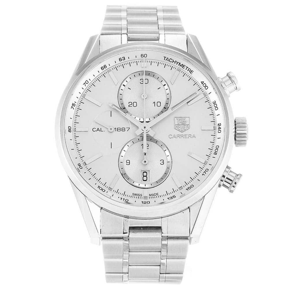 Tag Heuer Carrera CAR2111.BA0720 Men's Watch Quartz Movement 41mm Silver Dial 316L Steel Case