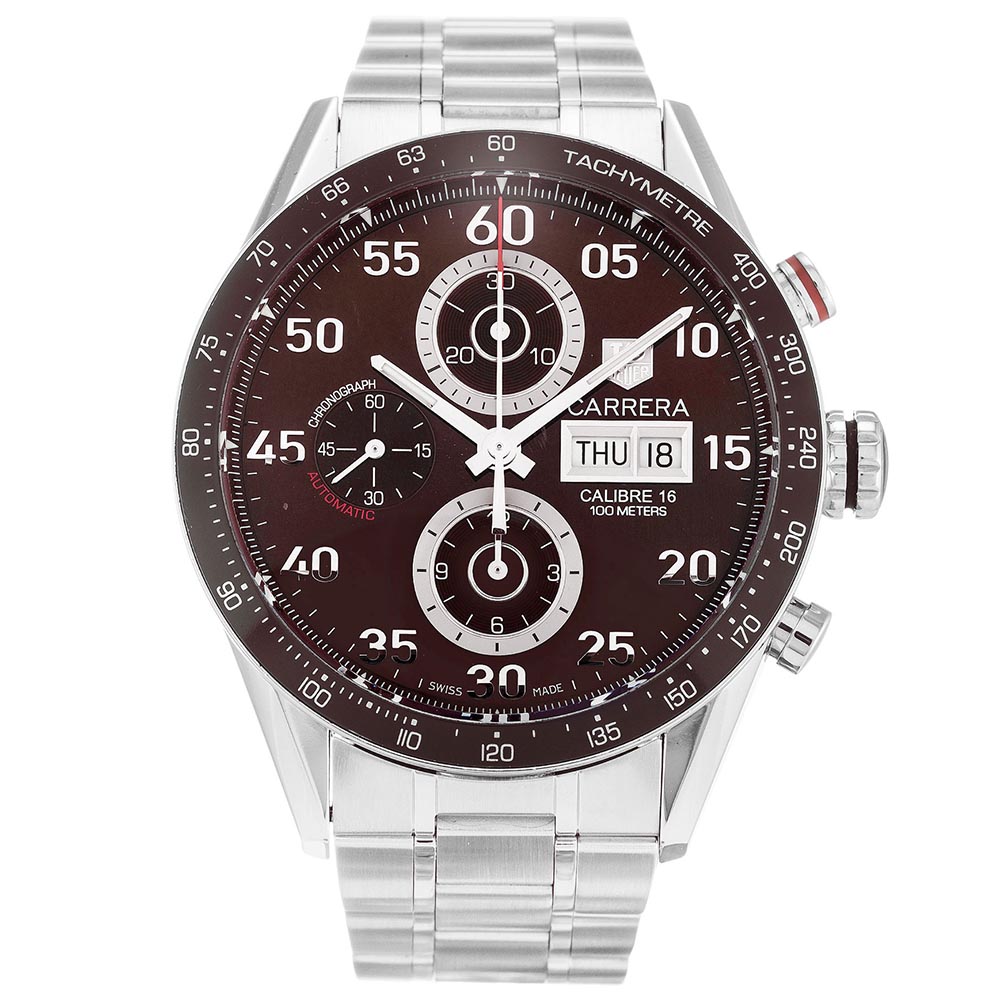 Tag Heuer Carrera CV2A12.FC6236 Quartz Watch, 43mm Steel Case, Brown Dial, Men's Replica Watch