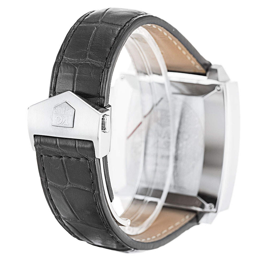 Tag Heuer Monaco CAL2110.FC6257 Mens Automatic Watch 40.5mm Black Dial Steel Case Black Leather