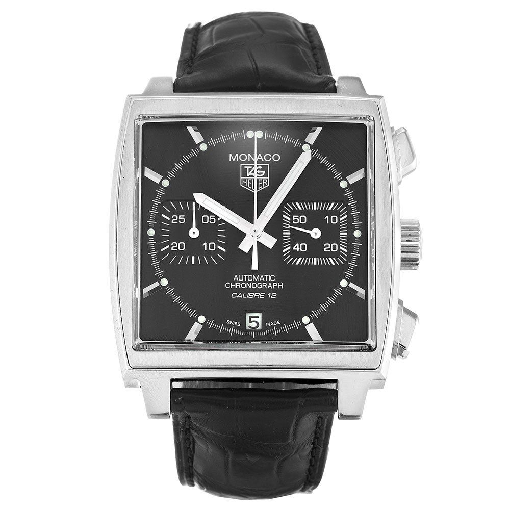 Tag Heuer Monaco CAW2110.FC6177 - Automatic - 39mm Stainless Steel - Black Leather - Replica Watch