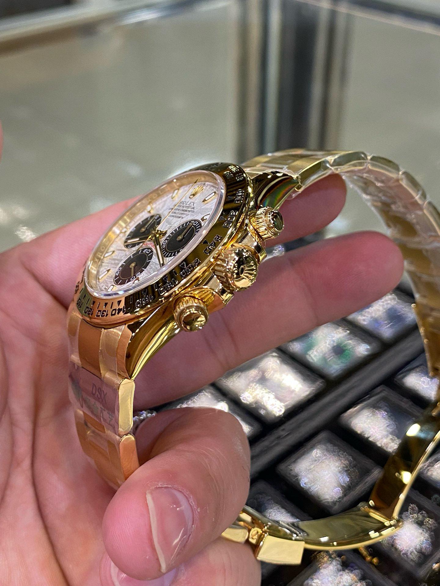 Rolex Daytona Yellow Gold Meteorite Dial Oyster Bracelet 116508 Super Clone