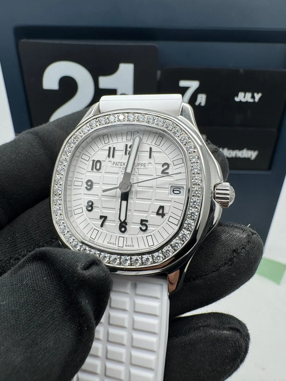 Aquanaut 5067A SS PPF 1:1 Best Edition White Textured Dial on White Rubber Strap RONDA Quartz