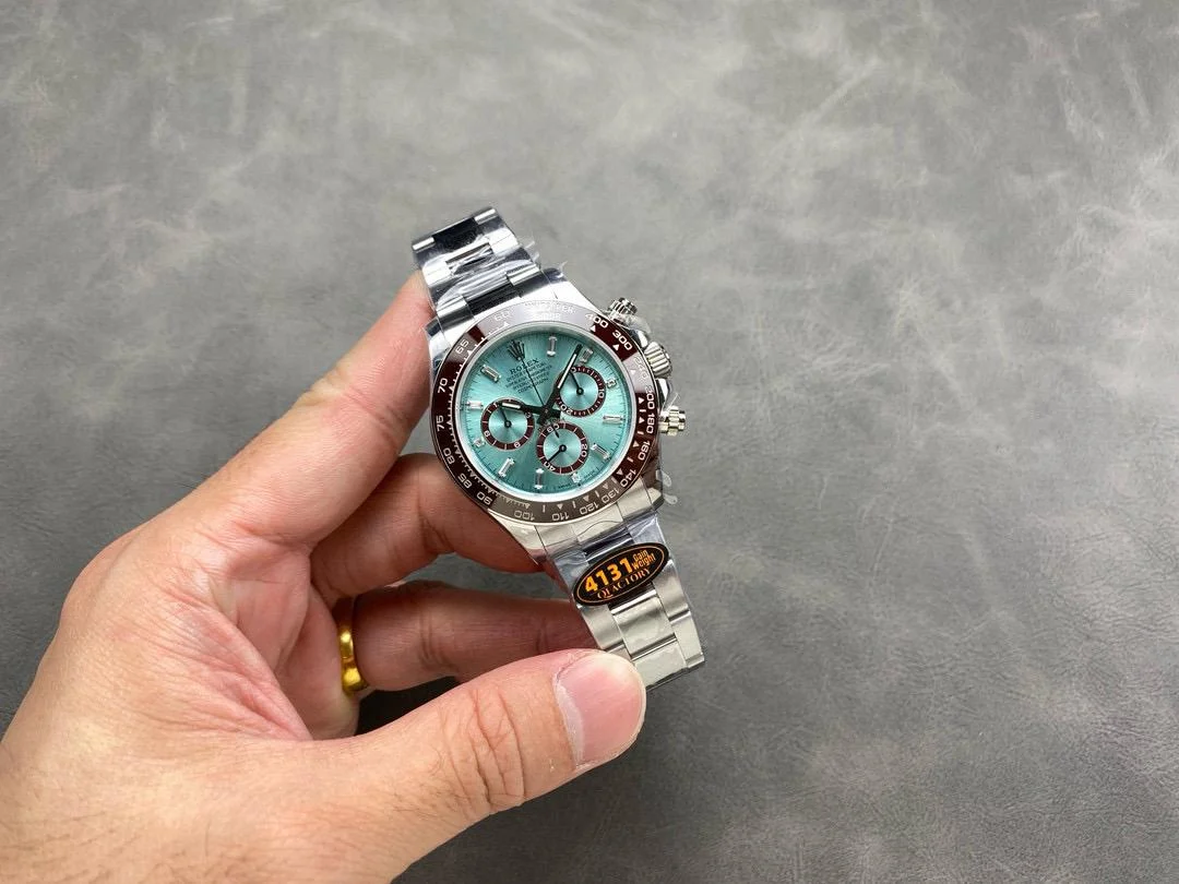 Rolex Daytona Platinum Ice Blue Baguette Diamond Dial Super Clone