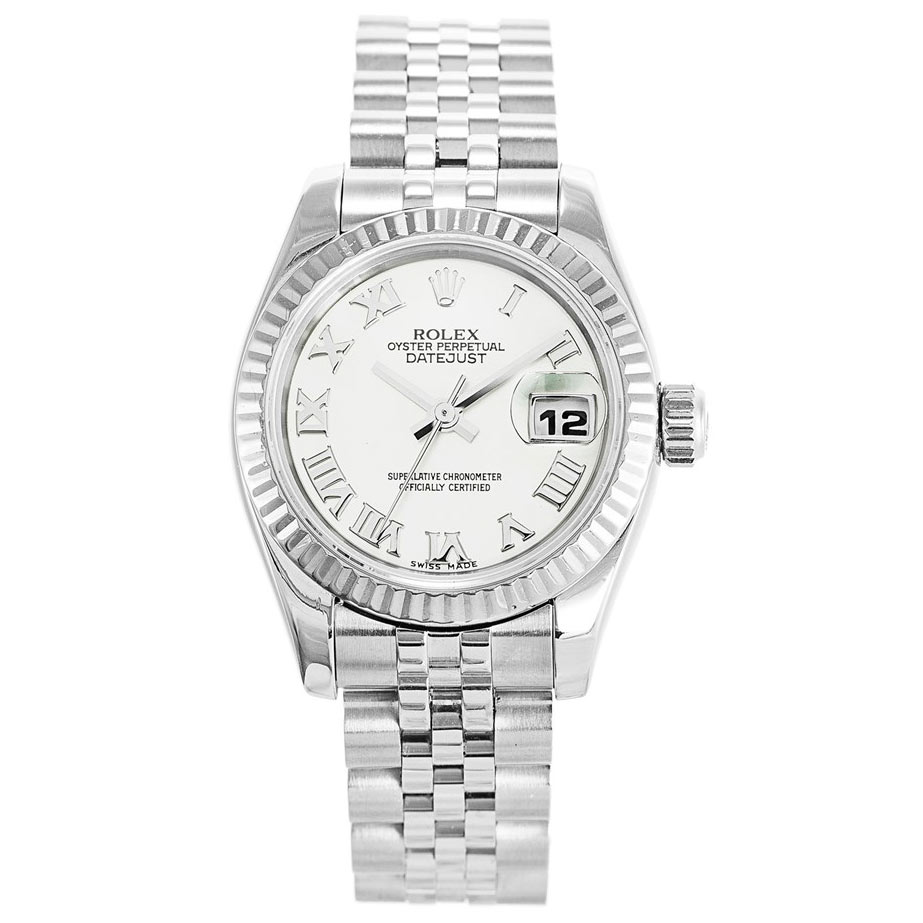 Rolex Datejust 179174 Ladies Automatic Watch, 26mm White Dial Steel Case