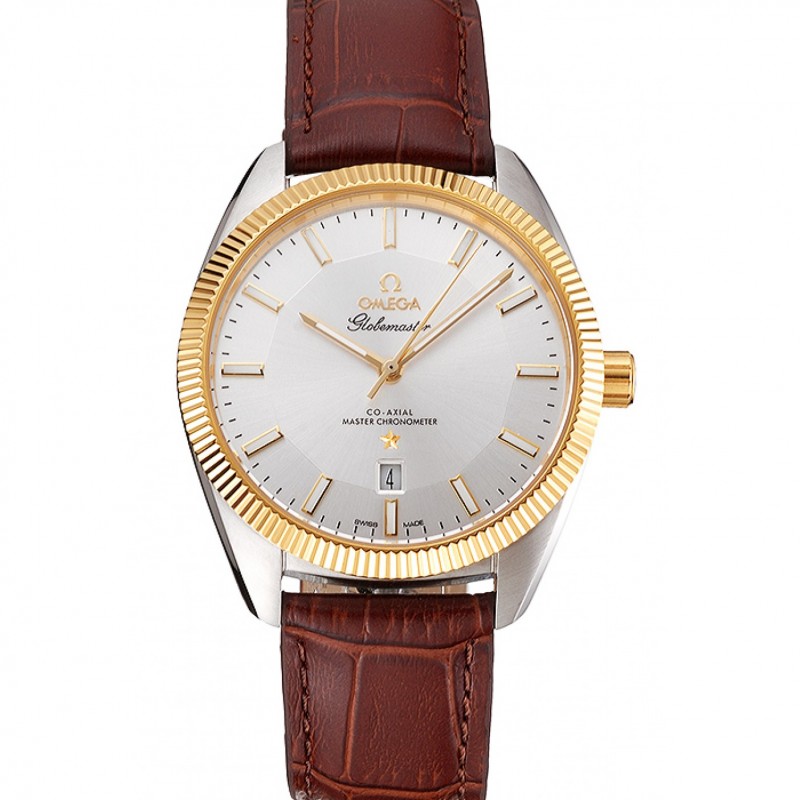 Omega Globemaster Constellation Automatic Watch, 48x40mm, 18k Yellow Gold Bezel, Brown Leather