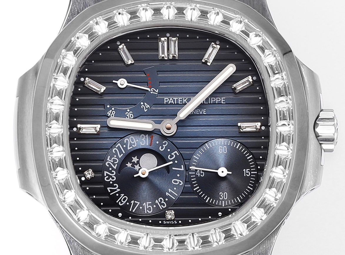 Nautilus 40mm 5724 Dia SS Blue/Stk PPF on Leather Strap A240 Super Clone