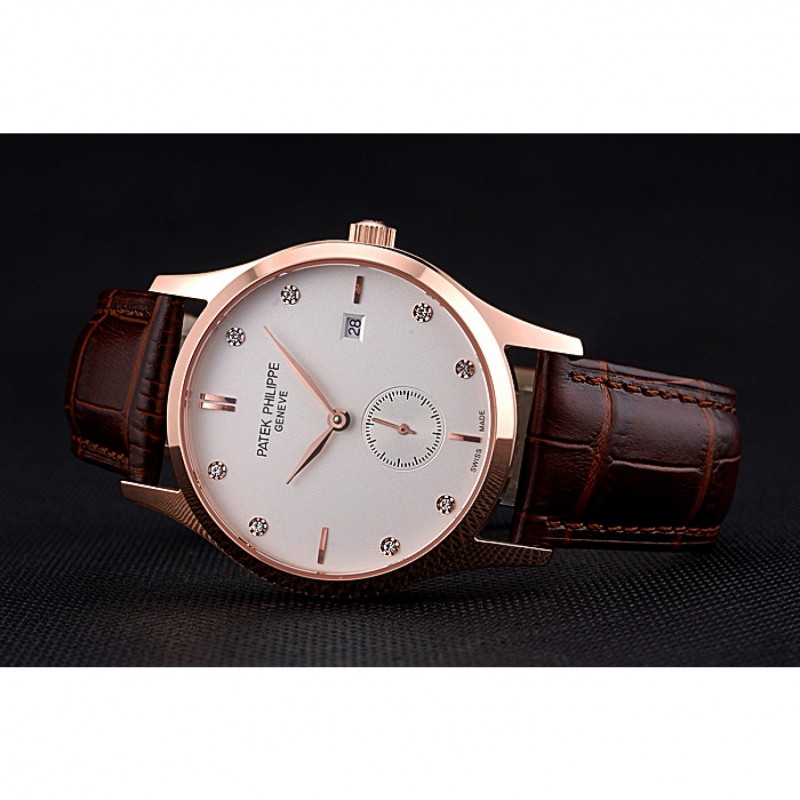 -622834 - Patek Philippe Calatrava Replica Watch - Automatic - 18k Rose-Gold Plated - White Dial