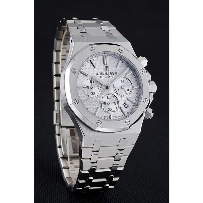 Audemars Piguet RO Chrono Replica Watch 1454024, Quartz, White Dial, SS Case, Butterfly Clasp