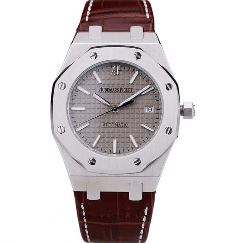 Audemars Piguet Royal Oak 3369 Replica Watch - Japanese Automatic, Brushed Steel Case, Brown Croc