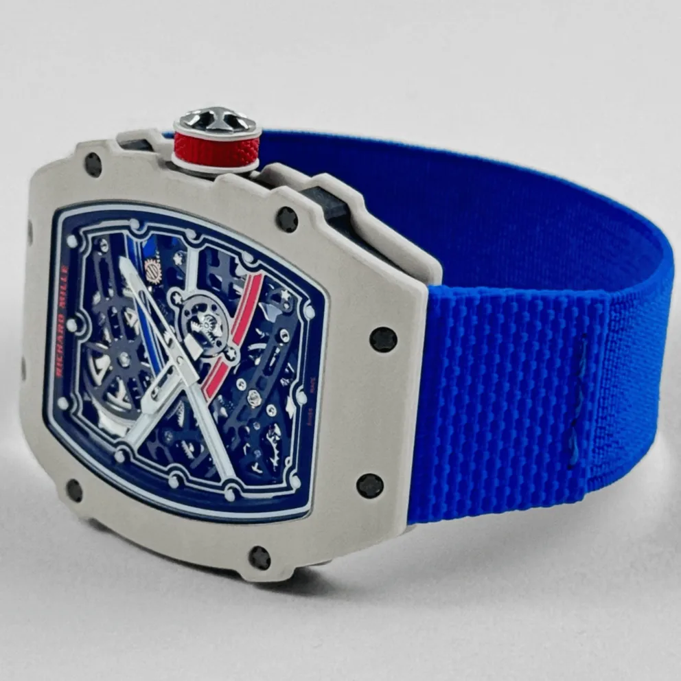 Custom Made RM67-02 White NTPT France Dial on Blue Nylon strap CRMA7 Super Clone