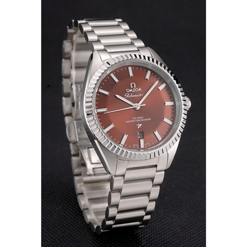 Omega Globemaster Constellation Quartz Watch, Brown Dial, Brushed Steel Case, Model