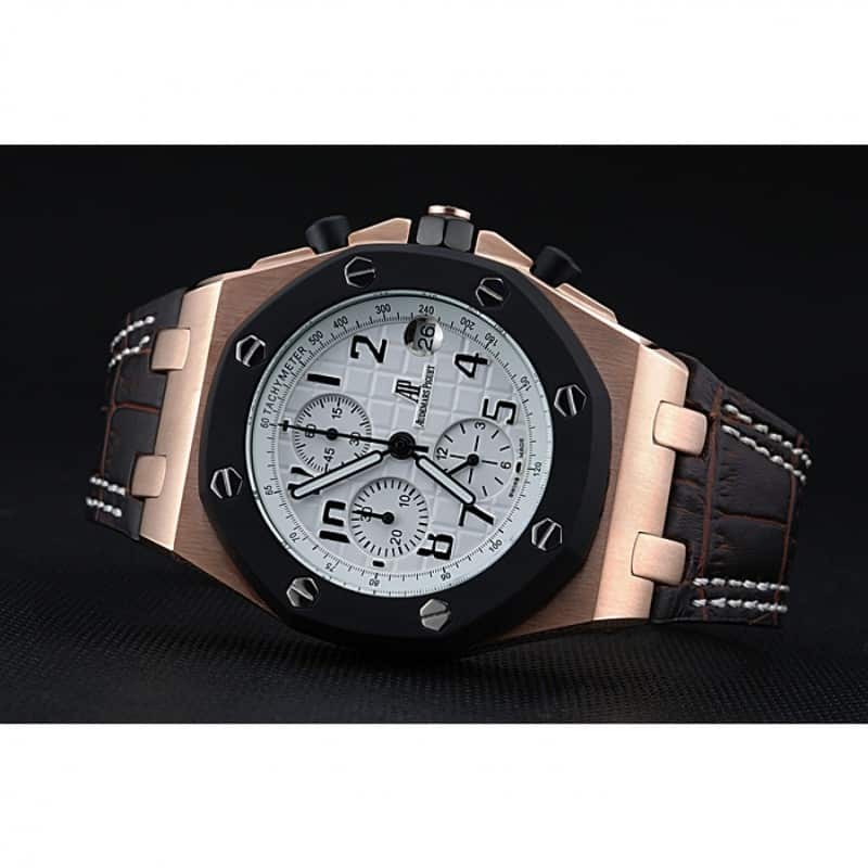 Audemars Piguet Royal Oak Offshore 3268 Quartz Chronograph, Rose-gold Plated Case, Brown Dial