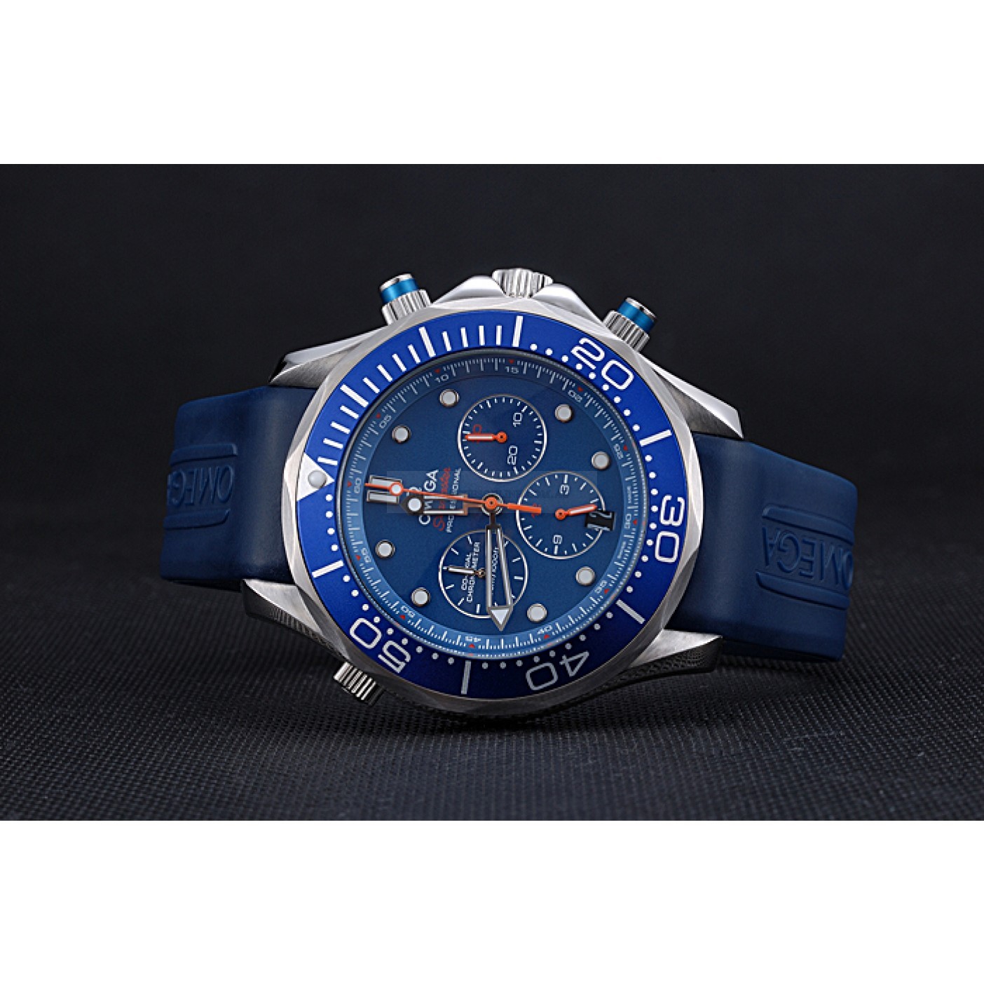 -OMEGA-SEAMASTER-622045 - Quartz Replica Watch - Blue Ceramic Bezel - Blue Rubber Strap