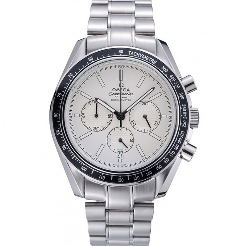 Omega Speedmaster Replica Watch, Automatic Kinetic Movement, White Dial, Brushed Steel Case, Model