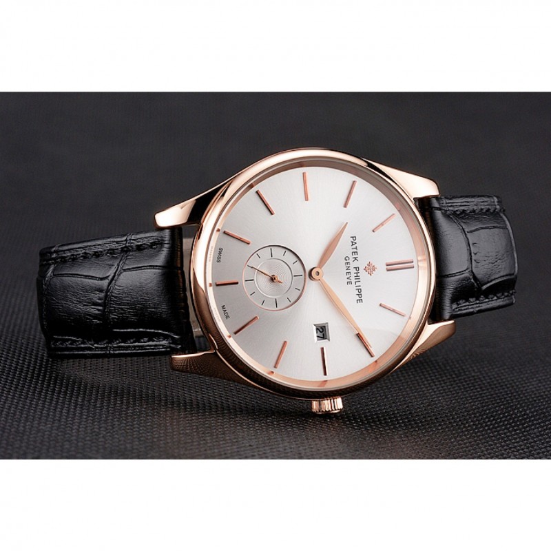 Patek Philippe Calatrava Quartz - 18k Rose-Gold Plated - White Dial - Men's Replica Watch