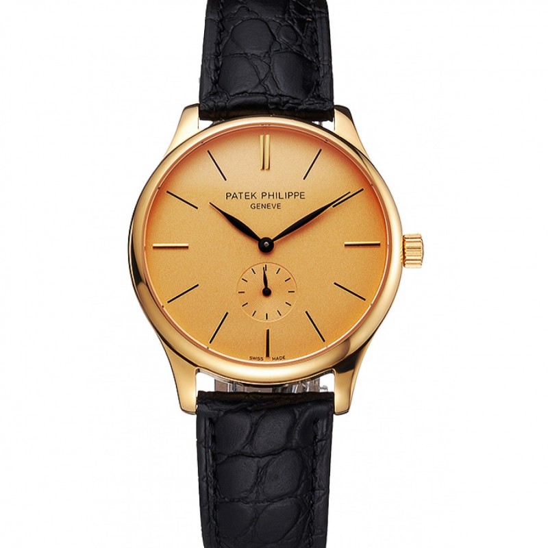 Patek Philippe Calatrava Replica Watch, Automatic Movement, 18k Yellow Gold Plated, Sapphire