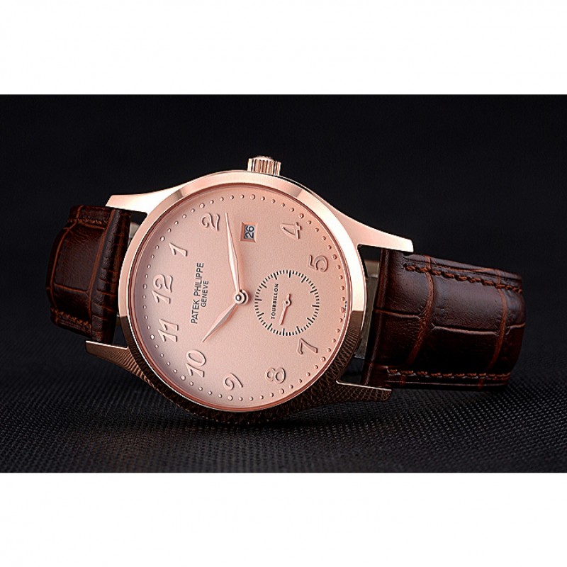 Patek Philippe CALATRAVA 622836 Replica Watch, Automatic, 18k Rose-Gold, Brown Leather Strap, Men's