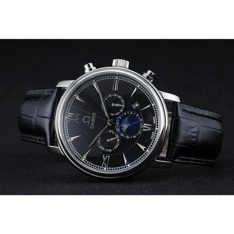 Omega De Ville Moonphase 1454225 Automatic Black Dial Replica Watch