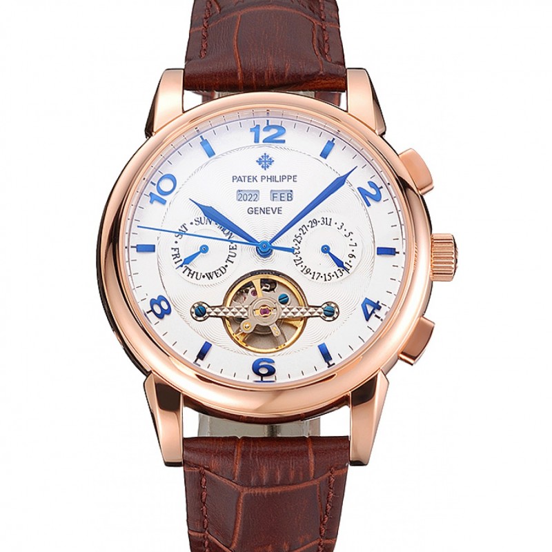 Patek Philippe Perpetual Complications Automatic 18k Rose-Gold Plated Case Replica Watch