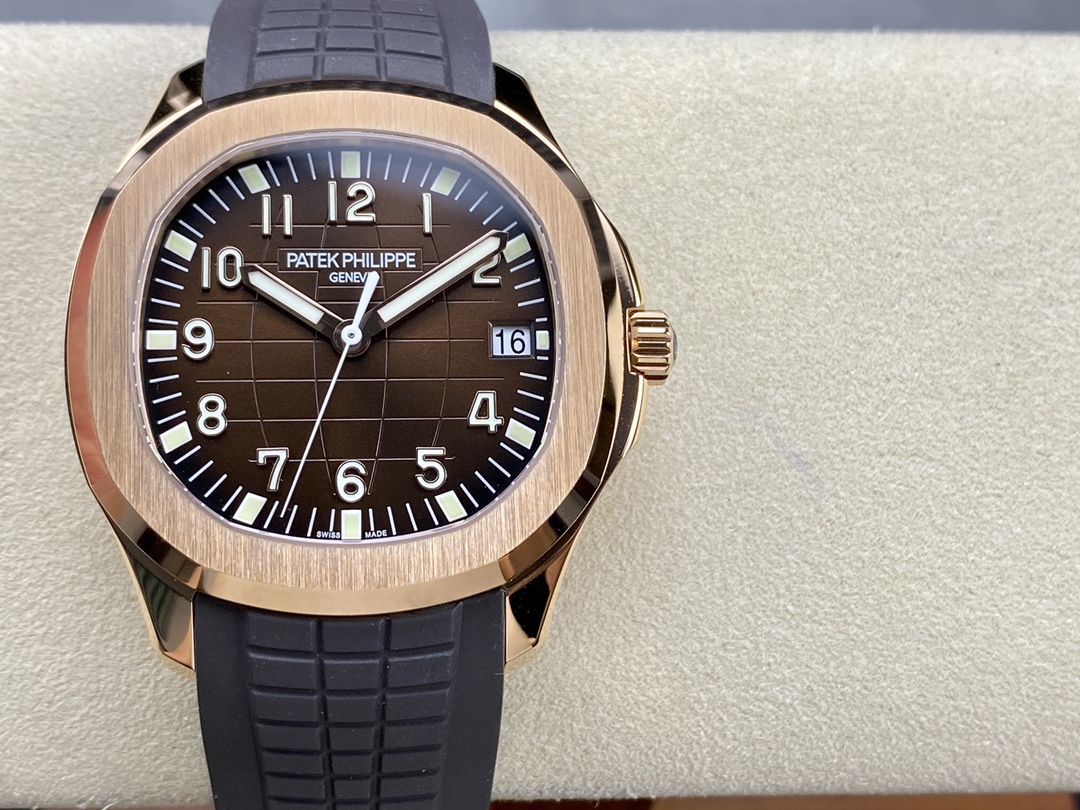Aquanaut 5167 40mm RG 3KF 1:1 Best Edition Brown Dial on Black Rubber Strap A330 Super Clone