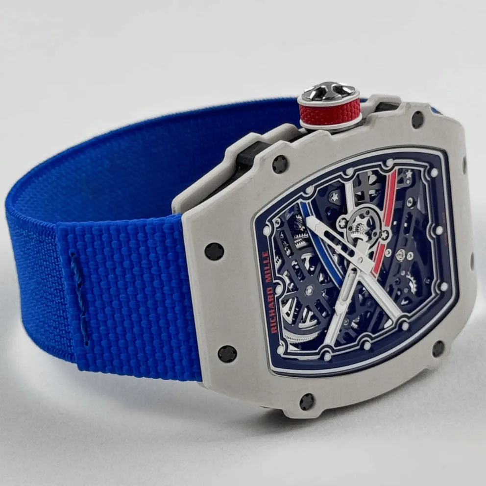 Custom Made RM67-02 White NTPT France Dial on Blue Nylon strap CRMA7 Super Clone