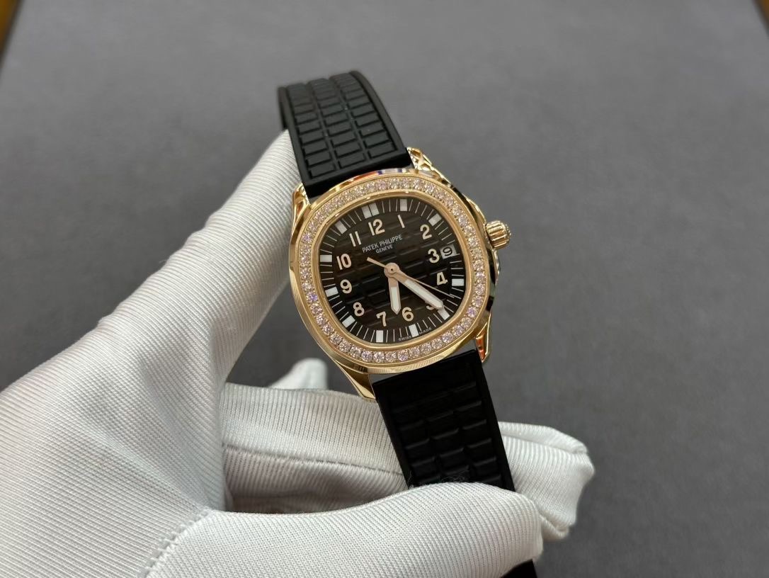 Aquanaut 5067A RG PPF 1:1 Best Edition Black Textured Dial on Black Rubber Strap Ronda Quartz