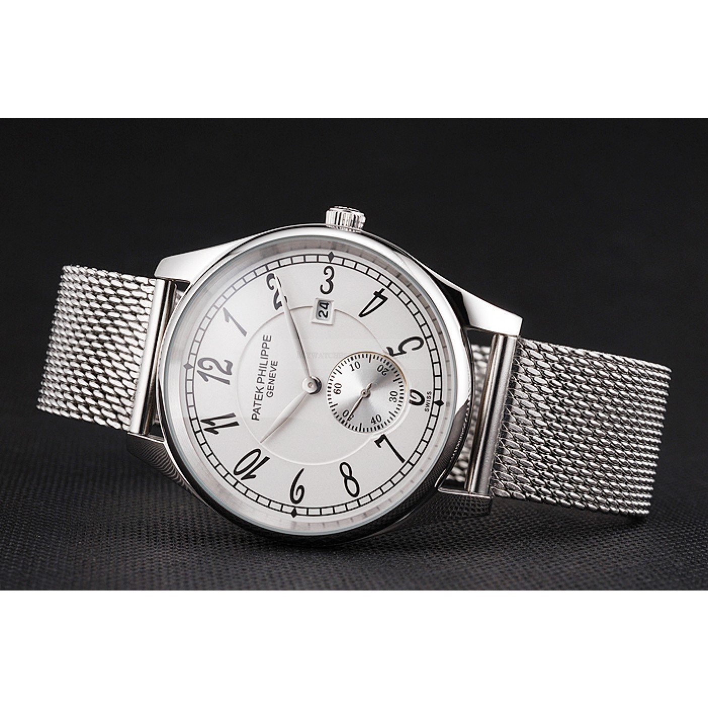 Patek Philippe Calatrava Replica Watch, Quartz Movement, Polished Stainless Steel, White Dial