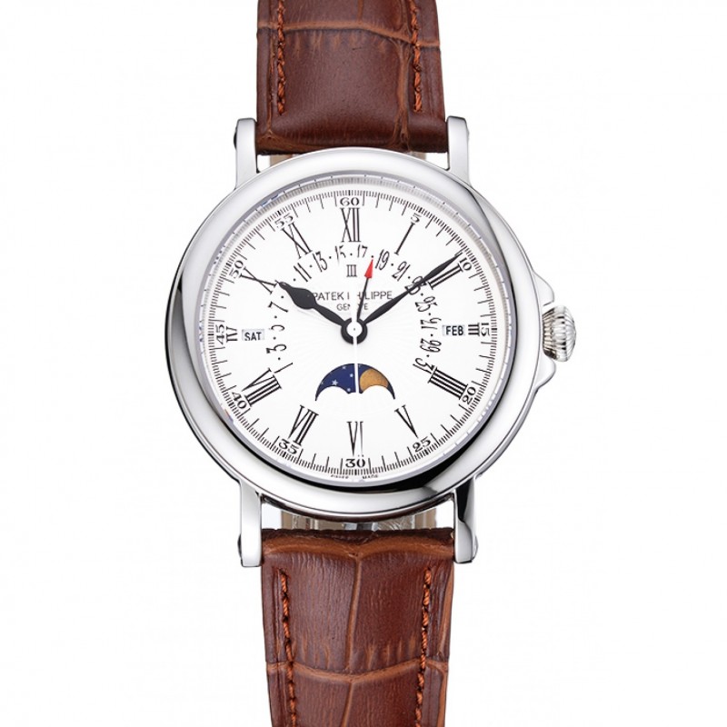Patek Philippe Perpetual Calendar 1454149 Replica Watch, Japanese Quartz, White Dial, Stainless