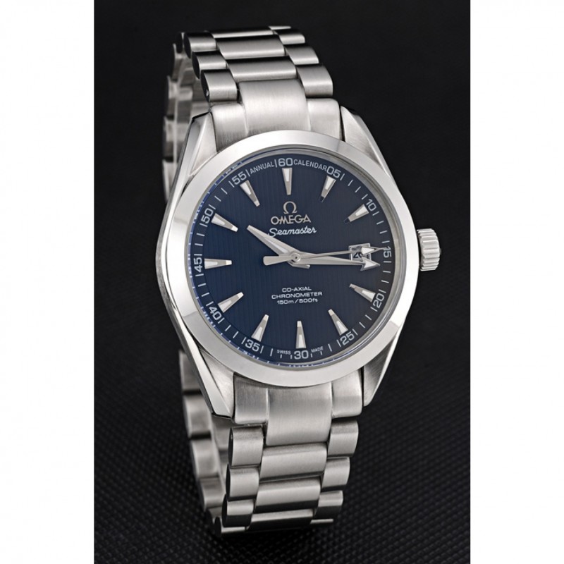Omega Seamaster 622165 Replica Watch, Automatic Kinetic, Black Dial, Brushed Steel Case