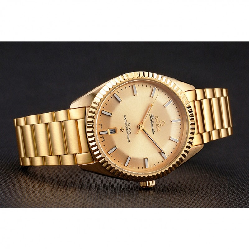 Omega Globemaster 47x39MM 18k YG Plated Automatic Stainless Steel Link Bracelet Replica Watch