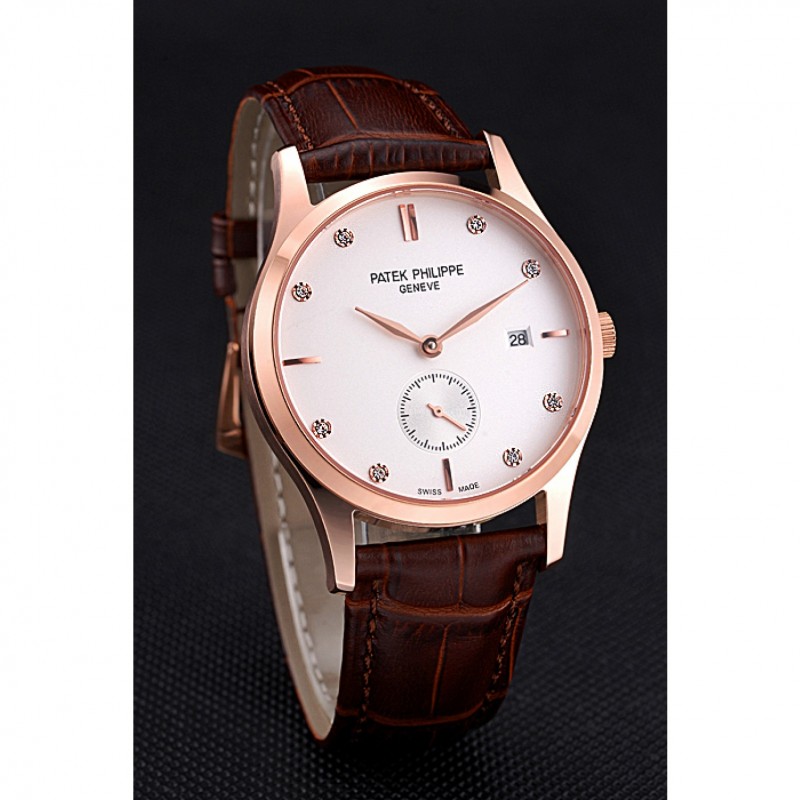 -622834 - Patek Philippe Calatrava Replica Watch - Automatic - 18k Rose-Gold Plated - White Dial