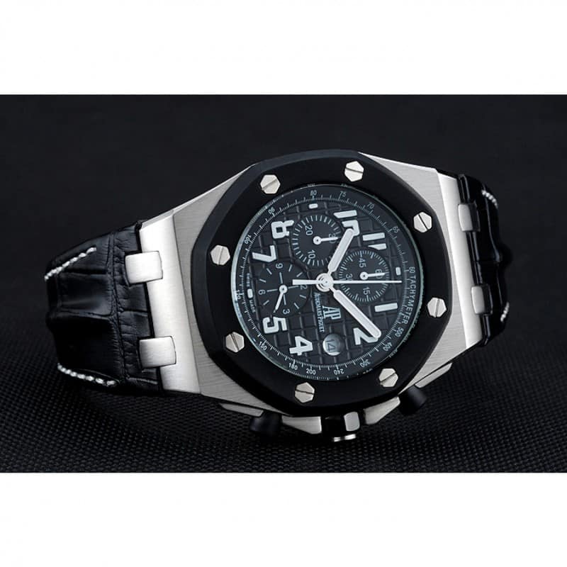 Audemars Piguet Royal Oak Offshore Replica Watch, Quartz Movement, Black Dial, Stainless Steel