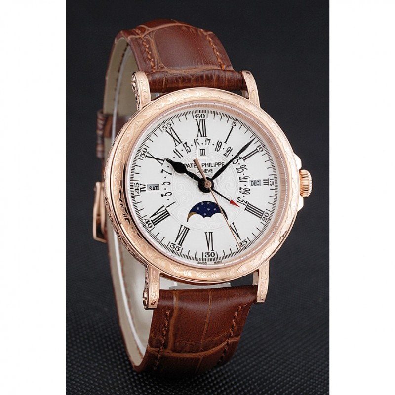 Patek Philippe Replica Watch, Quartz Movement, 18k Rose-Gold Plated, 1454148, Paisley Engraved Case