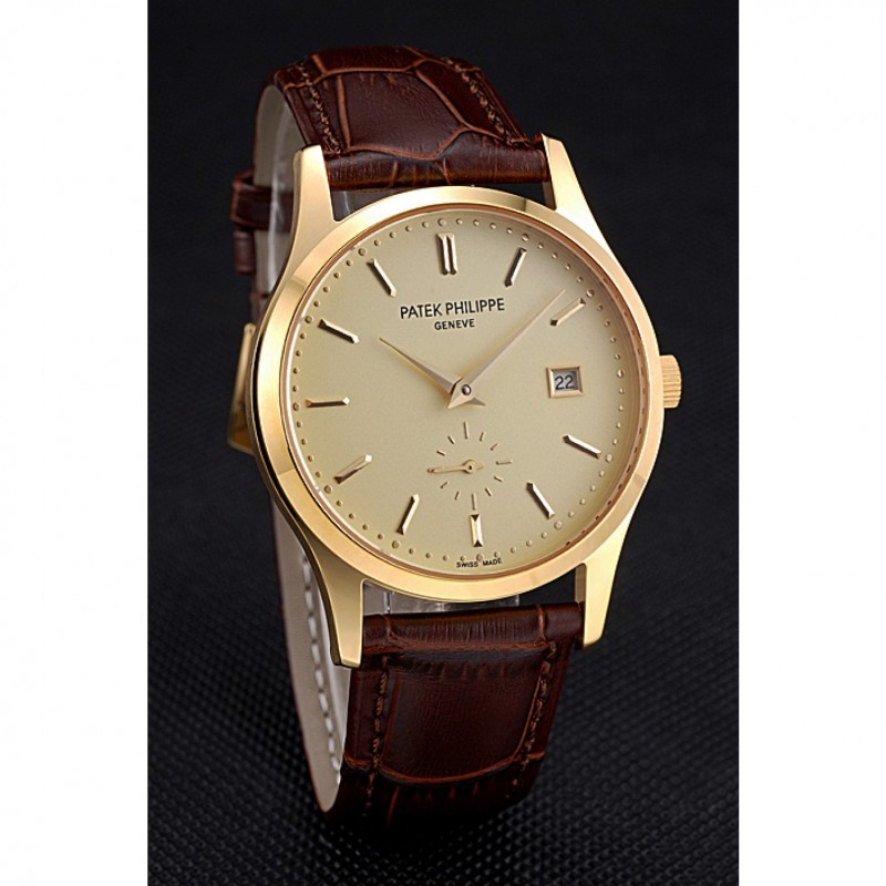 Patek Philippe Calatrava Replica Watch, Automatic Movement, 18k Yellow Gold Plated, Sapphire