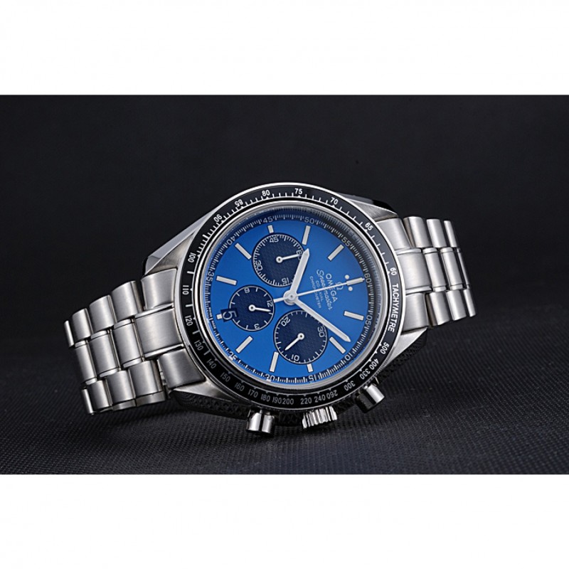 Omega Speedmaster 622053 Replica Watch, Automatic, Silver Dial, Brushed Stainless Steel Case, Blue
